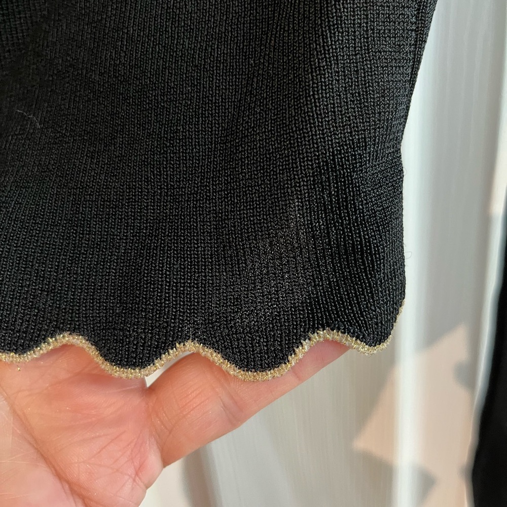 Zara | Black Cropped Knit Turtle Neck with gold edging size S - Picture 4 of 4